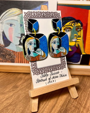 Cercei pictati manual dupa Picasso