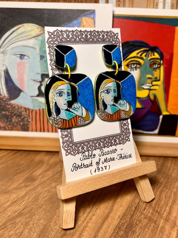 Cercei pictati manual dupa Picasso