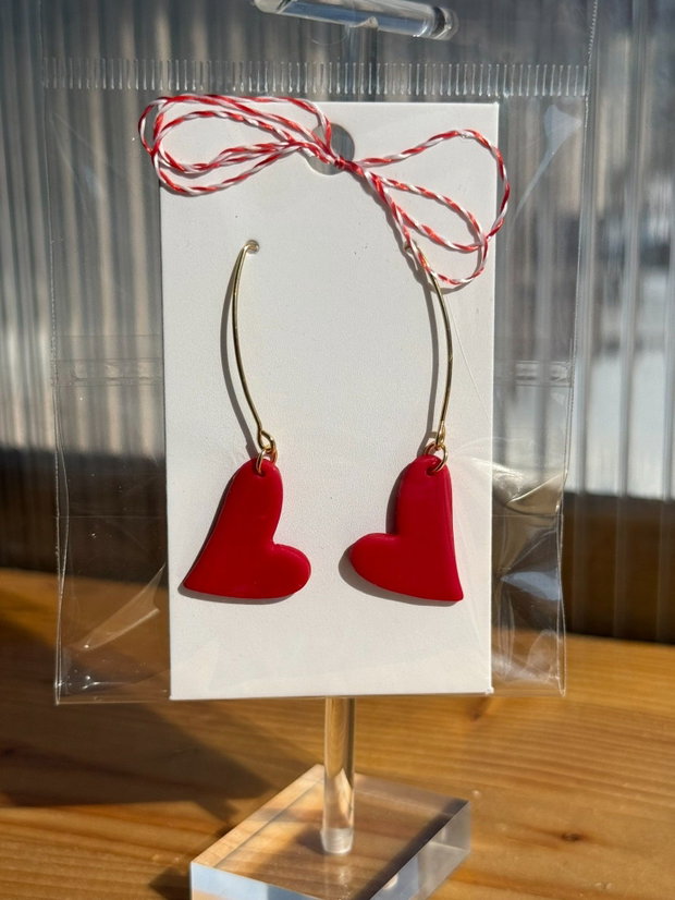 Cercei handmade inimă roșie