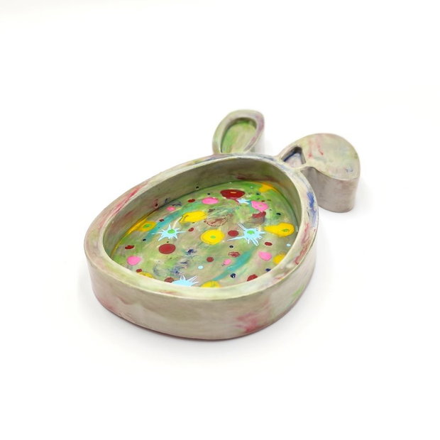 Platou decorativ iepuras cu fundita roz 4618