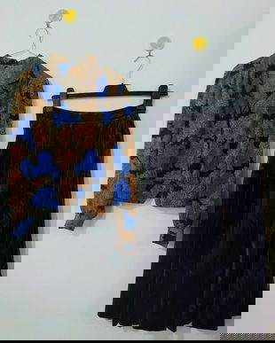 Fusta din catifea bumbac si bluza asortata