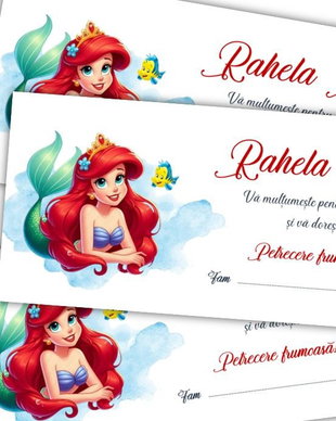 Plicuri de bani botez fetițe, tematică Prințesa Ariel