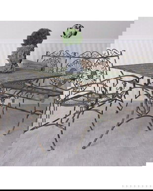 Fotoliu din fier forjat antik green