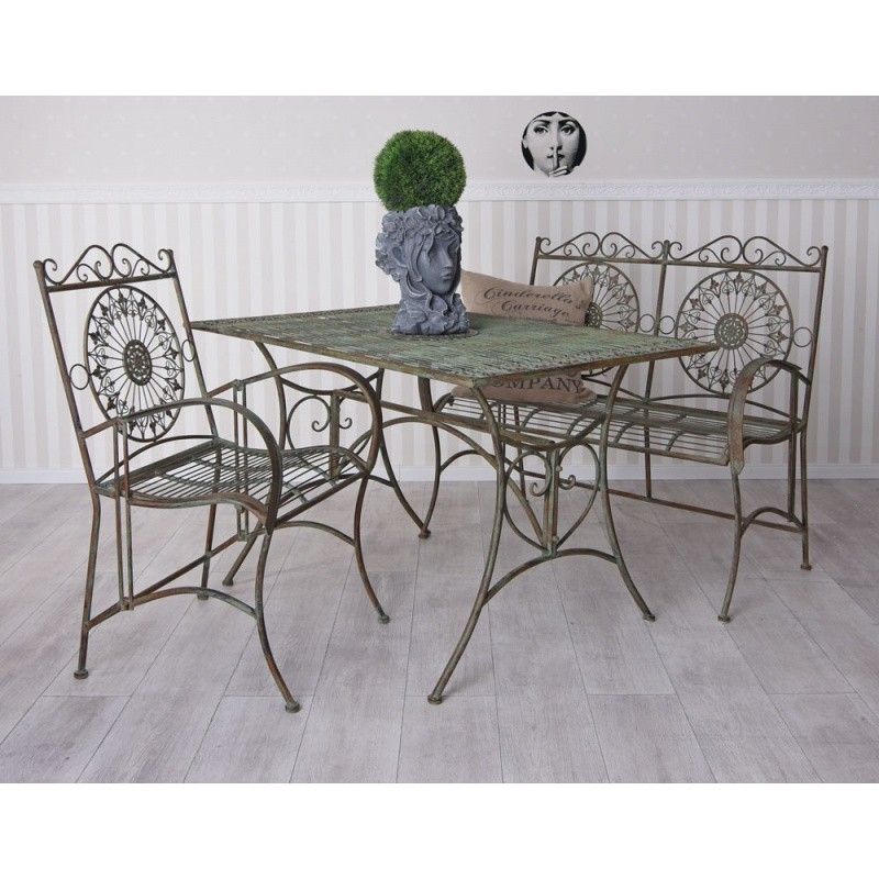 Fotoliu din fier forjat antik green