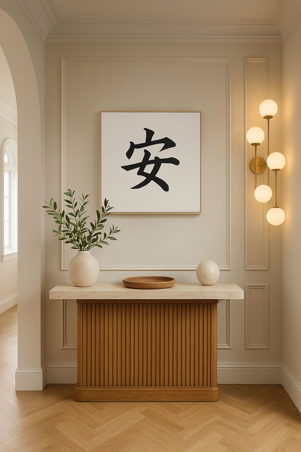 Tablou pictat manual  caracter chinezesc 安 (Pace) | 50×50 cm | ChinArt