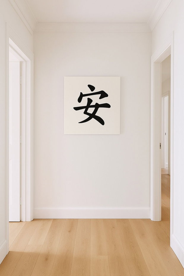 Tablou pictat manual  caracter chinezesc 安 (Pace) | 50×50 cm | ChinArt
