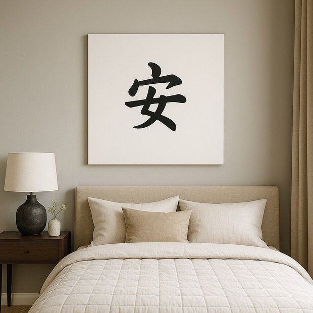 Tablou pictat manual  caracter chinezesc 安 (Pace) | 50×50 cm | ChinArt