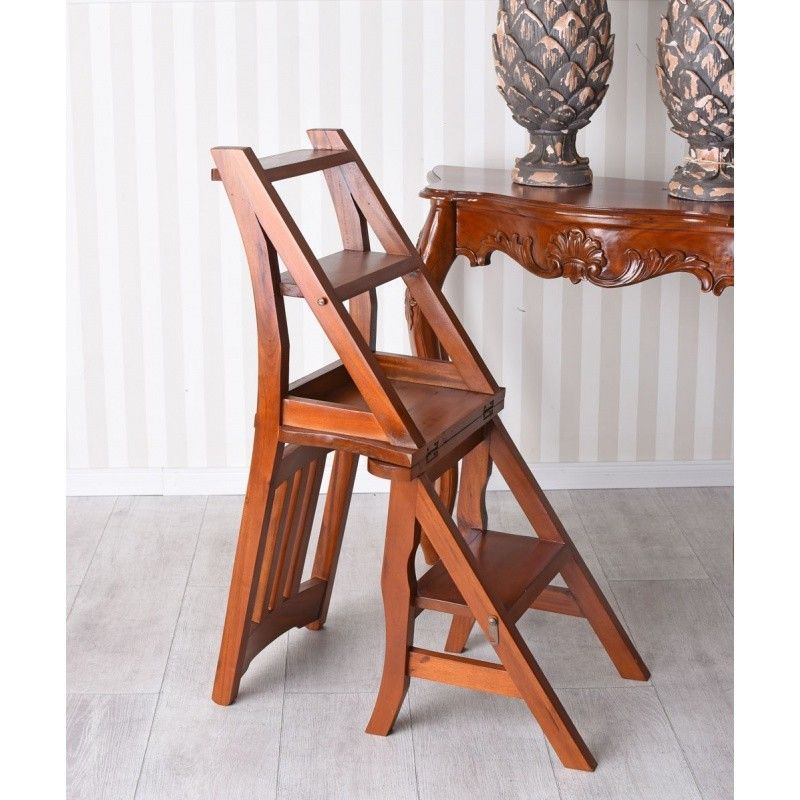 Scaun scara din lemn masiv mahon