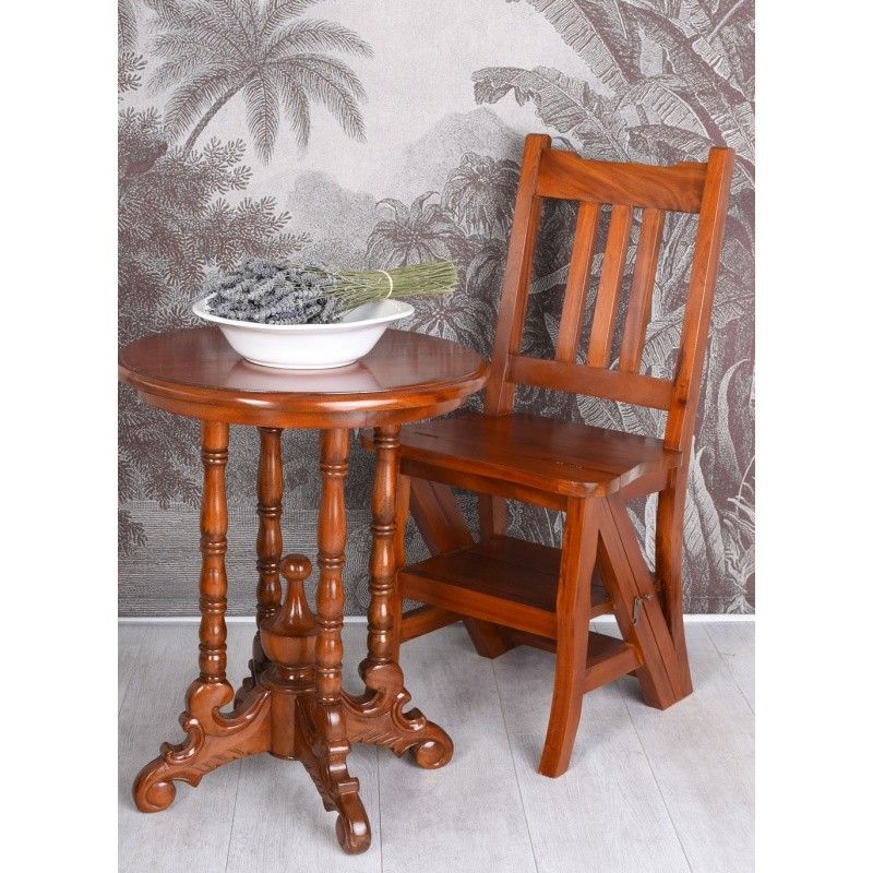 Scaun scara din lemn masiv mahon