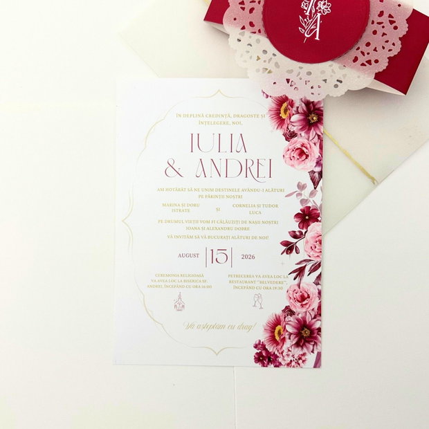 Invitatie nunta cu plic transparent