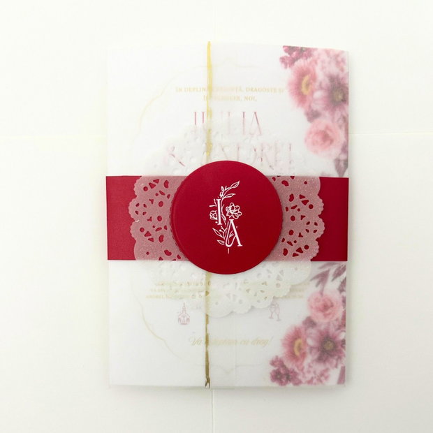 Invitatie nunta cu plic transparent