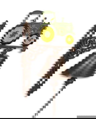 Clopot de usa cu tractor galben cu verde