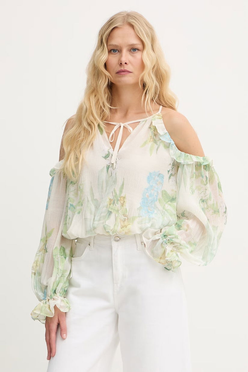 Guess bluză cu volane de damă cu vâscoză EMILY