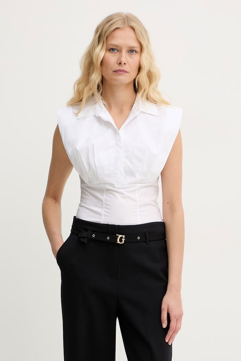 Guess bluză tip cămașă de damă din bumbac CHERRY