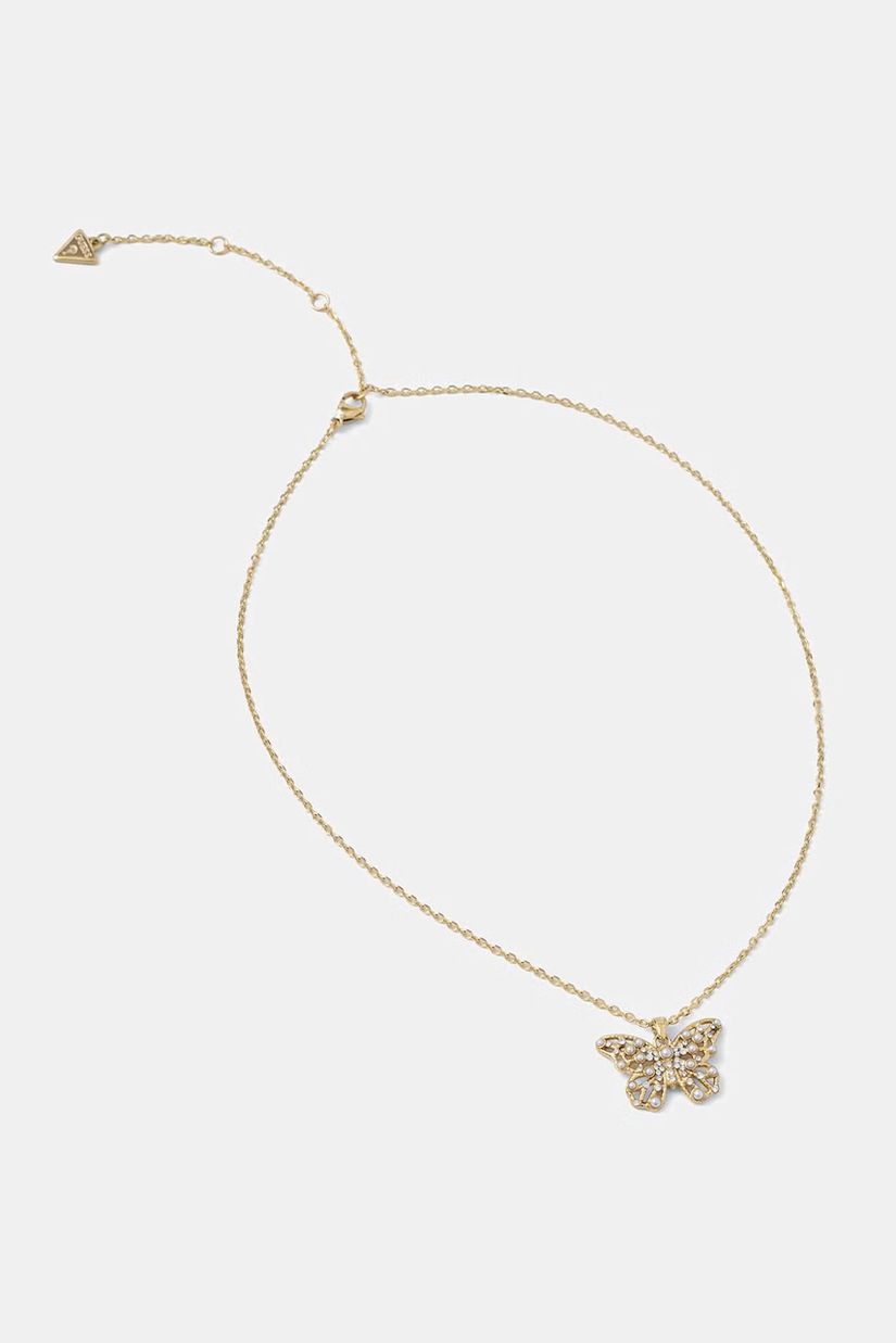 Guess colier cu pandantiv pentru femei din oțel inoxidabil BORBOLETA