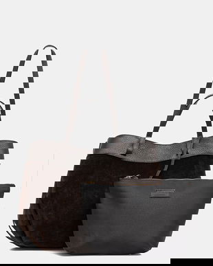 Answear.LAB geanta de mana din piele intoarsa