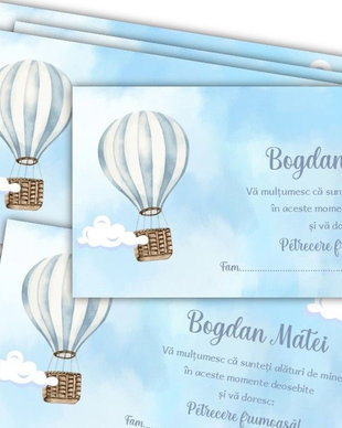 Plic bani botez Balon cu aer cald