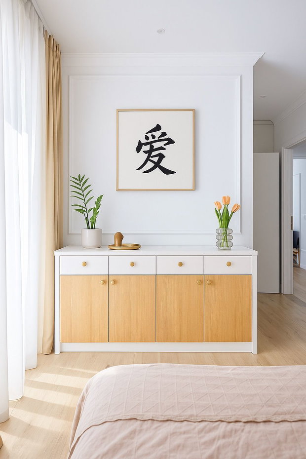 Tablou pictat manual caracter chinezesc 愛 (Ài) Iubire | 50×50 cm | ChinArt
