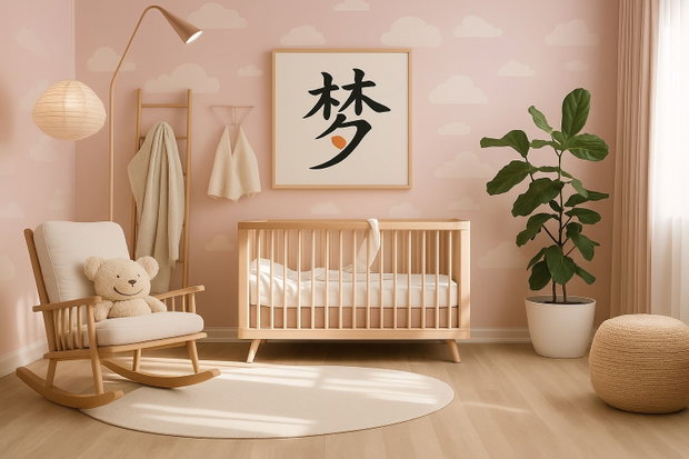Tablou pictat manual  caracter chinezesc 梦 (Mèng) Vis | 50×50 cm | ChinArt