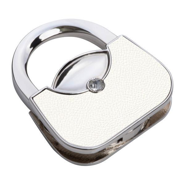 Agatatoare suport geanta, Piksel, forma de poseta, imitatie piele, pliabila, Alba