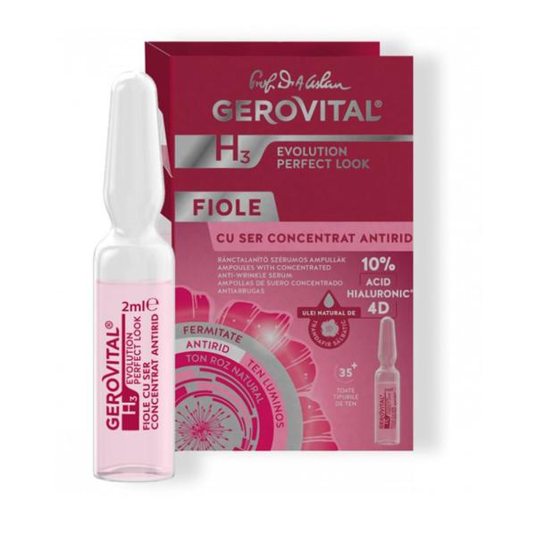 Fiola cu Ser Concentrat Antirid si Acid Hialuronic - Gerovital H3 Evolution Perfect Look, 2 ml