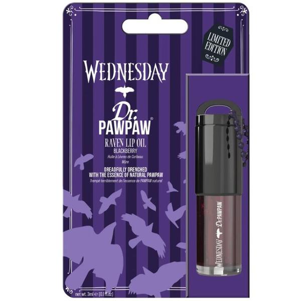 Ulei de Buze, cu Breloc - Dr PawPaw Wednesday Raven, nuanta Blackberry, 3 ml