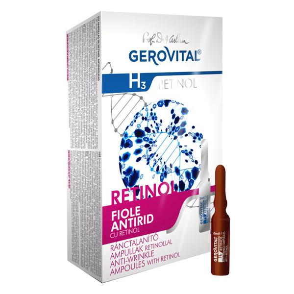 Fiole Antirid cu Retinol - Gerovital H3 Retinol Anti-Wrinkle Ampoules, 10 x 2 ml