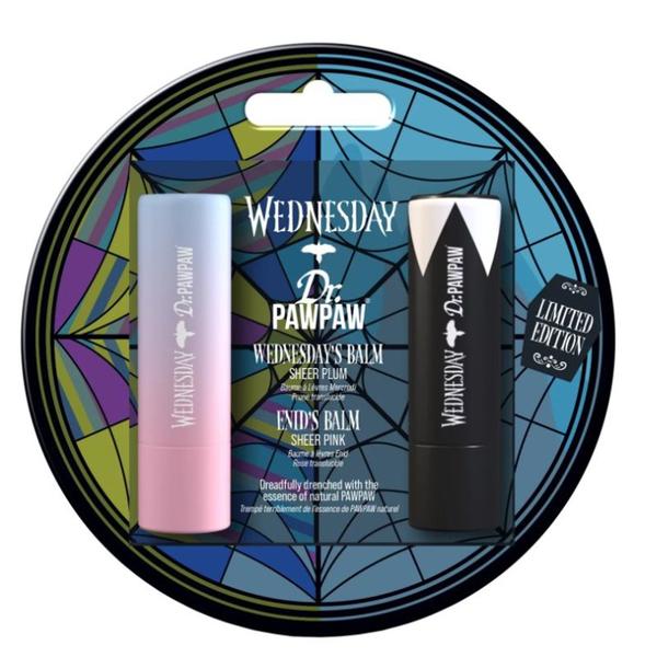 Set 2 Balsamuri de Buze, cu Breloc - Dr PawPaw Wednesday, nuante Sheer Plum & Enid Sheer Pink, 1 set