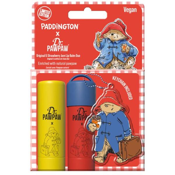Set 2 Balsamuri de Buze, cu Breloc - Dr PawPaw Paddington Bear Keyring Original + Strawberry Jam, 1 set