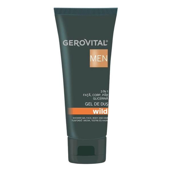 Gel de Dus 3 in 1 pentru Fata, orp si Par - Gerovital Men Wild Shower Gel Face, Body and Hair, 100 ml