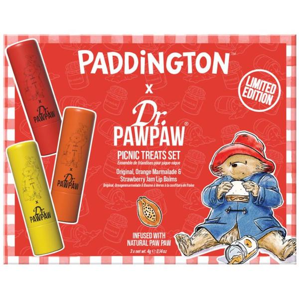 Set 3 Balsamuri de Buze, cu Breloc - Dr PawPaw Paddington Picnic Treats Original + Orange Marmalade + Strawberry Jam, 1 set
