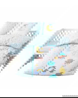 Lenjerie patut copii, Colectia Pure Cotton, 4 piese, model White Mint