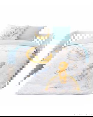 Lenjerie patut copii, Colectia Pure Cotton, 4 piese, model Baby Blue