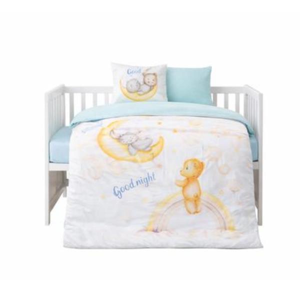Lenjerie patut copii, Colectia Pure Cotton, 4 piese, model Baby Blue