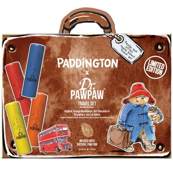 Set 4 Balsamuri de Buze, cu Breloc - Dr PawPaw Paddington Travel Set Original + Orange Marmalade + Hot Chocolate + Strawberry Jam, 1 set
