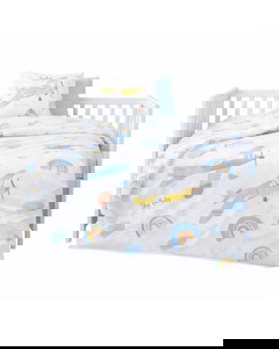 Lenjerie patut copii, Colectia Pure Cotton, 4 piese, model Baby Moon