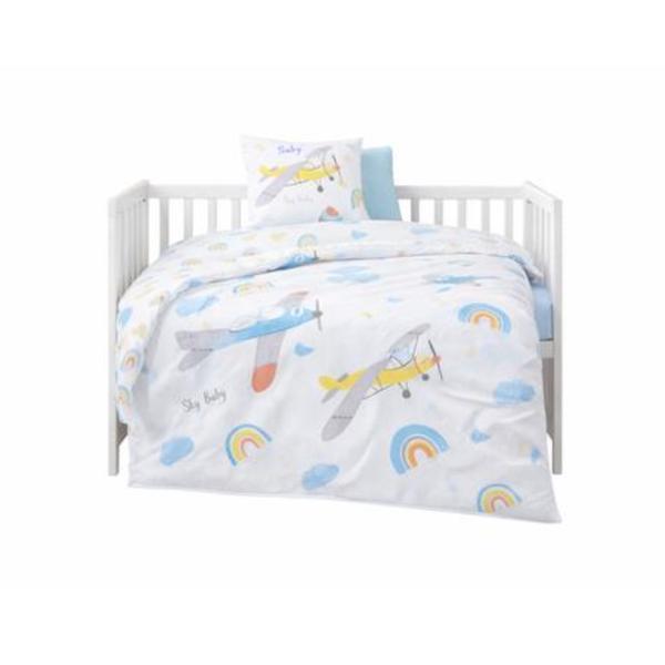 Lenjerie patut copii, Colectia Pure Cotton, 4 piese, model Baby Moon