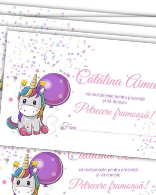 Plicuri bani botez Unicorn cu balon