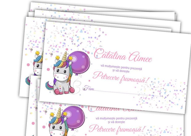Plicuri bani botez Unicorn cu balon