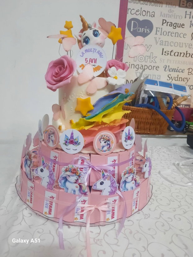 Cutii felie de tort tematică Unicorn