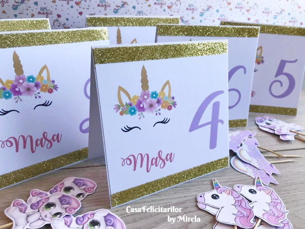 Numere masă botez fetițe - Unicorn