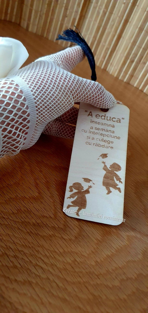Semn de carte din lemn, personalizat prin gravură laser