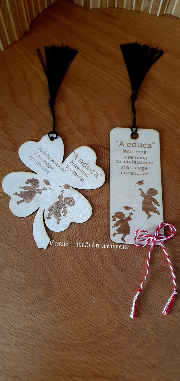 Semn de carte din lemn, personalizat prin gravură laser