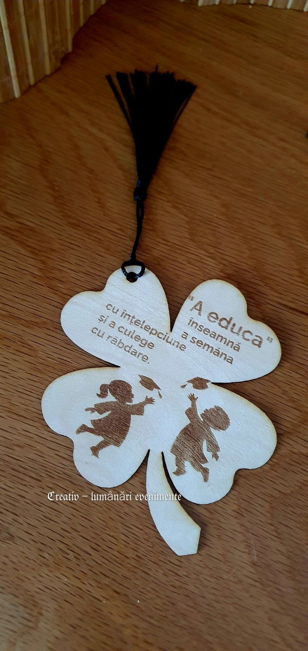 Semn de carte din lemn, personalizat prin gravură laser