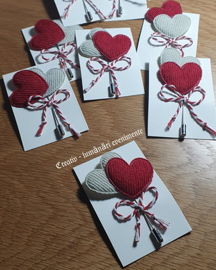 Mărțișoare tip-broșă, handmade, cu pin lung