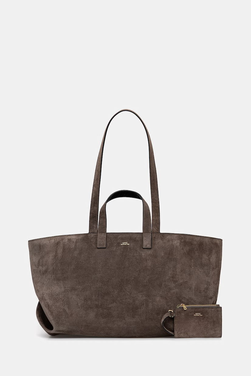 A.P.C. geanta de mana din piele intoarsa LE DRUMMER