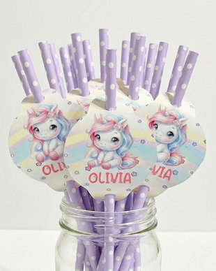 Paie suc decorate Unicorn