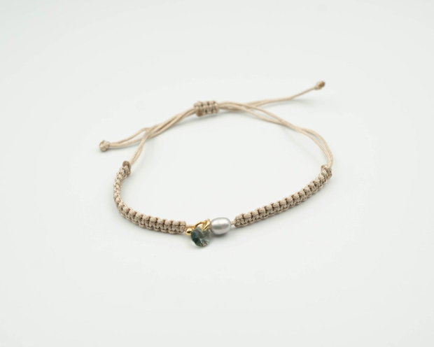 Brățară perla gri și cristal swarovski