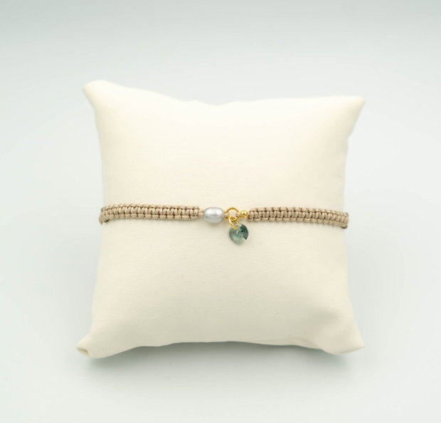 Brățară perla gri și cristal swarovski