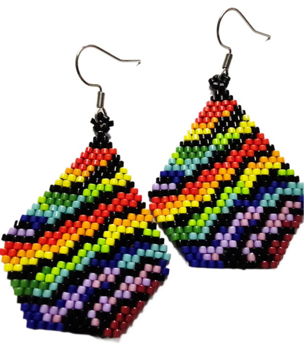 Cercei Handmade Rainbow Zebra din Mărgele Miyuki Delica